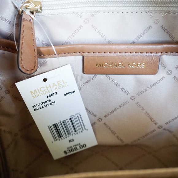 Michael Kors Kenly M Backpack PVC Leather MK Brown - Picture 7 of 11